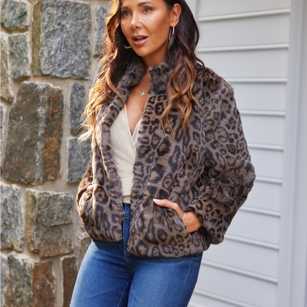 Leopard Print Faux Fur Reversible Jacket